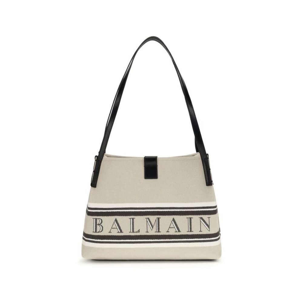 Balmain Beige Cotton Shoulder Women's Bag